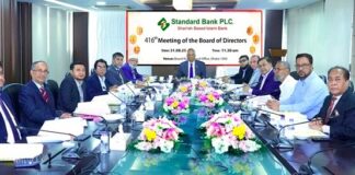 স্ট্যান্ডার্ড ব্যাংক পিএলসি. এর ৪১৬তম বোর্ড সভা অনুষ্ঠিত