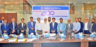 শাহ্জালাল ইসলামী ব্যাংক এর পরিচালক পর্ষদের ৪০০তম সভা অনুষ্ঠিত
