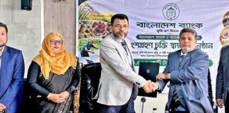 বাংলাদেশ ব্যাংক এবং শাহ্জালাল ইসলামী ব্যাংক এর মধ্যে পুন:অর্থায়ন স্কিমের আওতায় অংশগ্রহণমূলক চুক্তি স্বাক্ষরিত