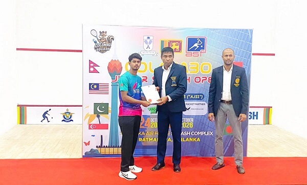 এমটিবি’র সহযোগিতায় কলম্বো জুনিয়র স্কোয়াশ ওপেন ২০২৬-এ চ্যাম্পিয়ন বিকেএসপির পারভেজ করিম